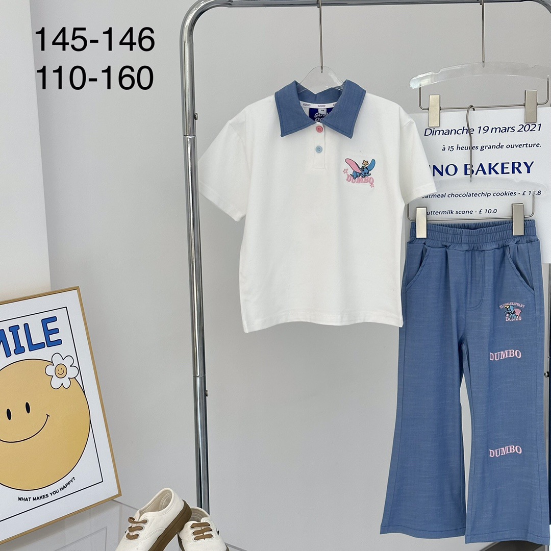 一件批发 2024夏款童装 小飞象 儿童长裤套装 儿童两件套-阿里巴巴