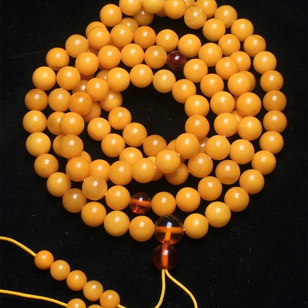 4成交2克琥珀蜜蜡108颗佛珠 老花蜡欧洲回流老型佛珠手串 满蜜工厂