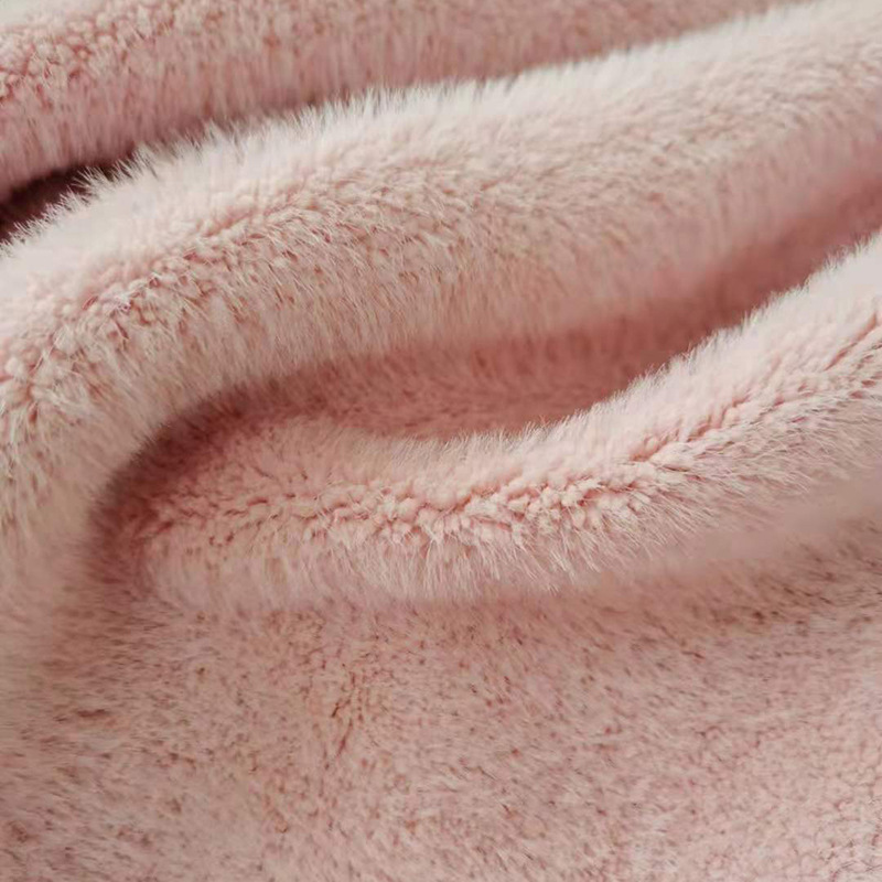 粉色毛绒面料 貂兔毛鞋料服装坐垫靠垫布料 雕印仿兔绒兔毛面料