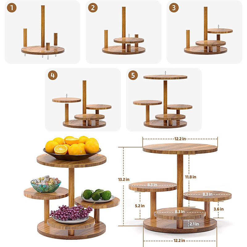 Party round Paper Cup Cake Tower Bamboo Wooden Cake Rack with Layered Tray Decorative Tray Wooden Shelf