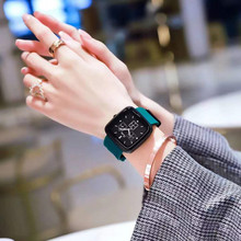 厂家直供百搭新款正品手表情侣时尚大表盘硅胶带防水方形潮流腕表
