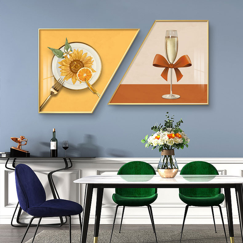 暖居餐厅装饰画现代简约餐桌背景墙壁画新中式温馨饭厅组合挂画