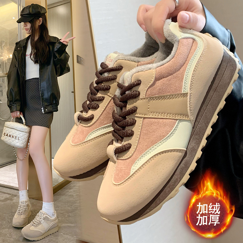 ins韩版新款加绒阿甘鞋女2025冬季学生跑步运动保暖休闲JCF220-1