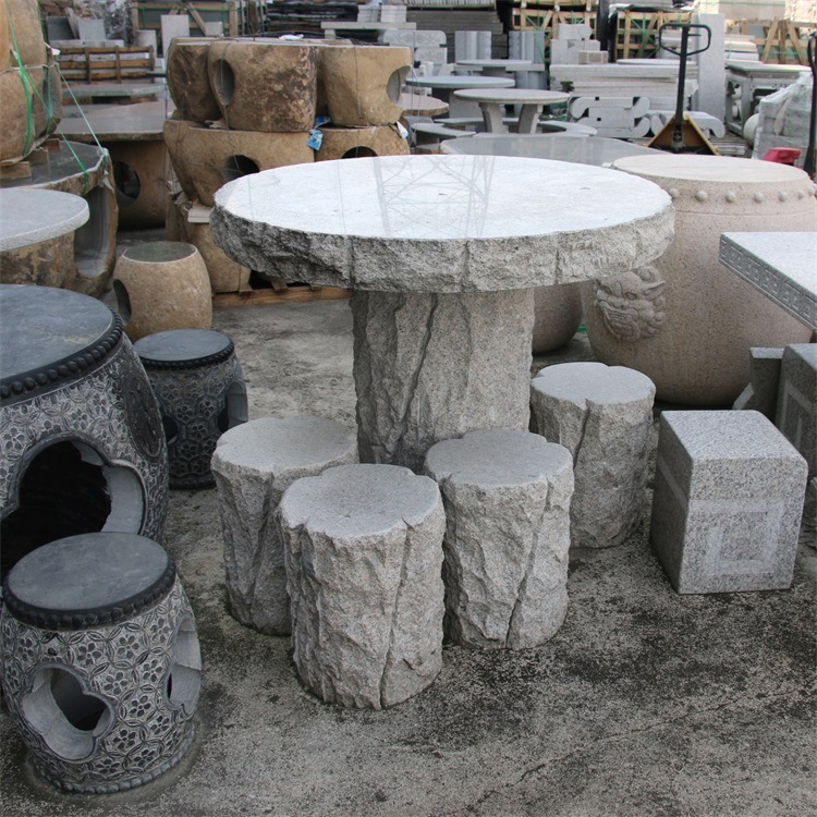 石桌石凳桌椅桌子庭院花园家用户外大理石圆桌面凳子椅子一件代发