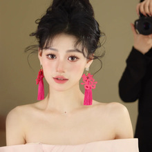 新中式新娘设计耳环甜美国风囍字耳饰女渐变流苏晨袍气质造型配饰