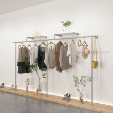服装店展示架网红挂衣杆不锈钢女装店货架上墙壁挂童装落地陈列架