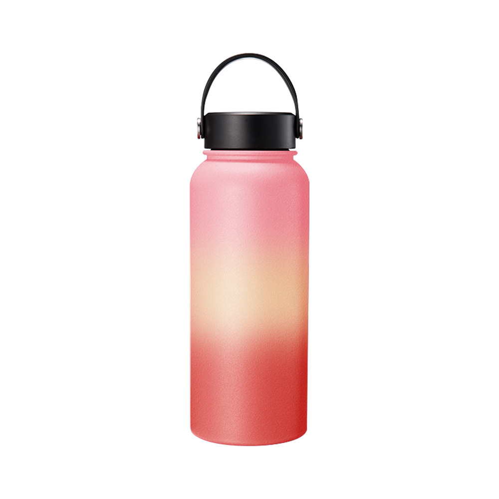 Customized Large Capacity Gradient Color Metal Portable Double Wall Water Bottle Outdoor Portable Sports 304 Stainless Steel Thermos Cup