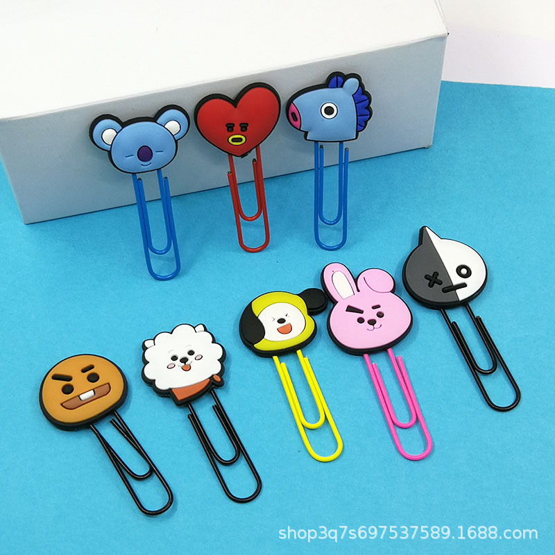 Korean Style Cute PVC Clip Bookmark Cartoon Shaped Color Paper Clip Creative Student Stationery Cross-Border Spot