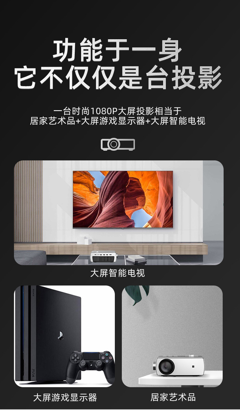 新款yg430智能无线手机投影仪家用高清1080p便携式办公商务投影机