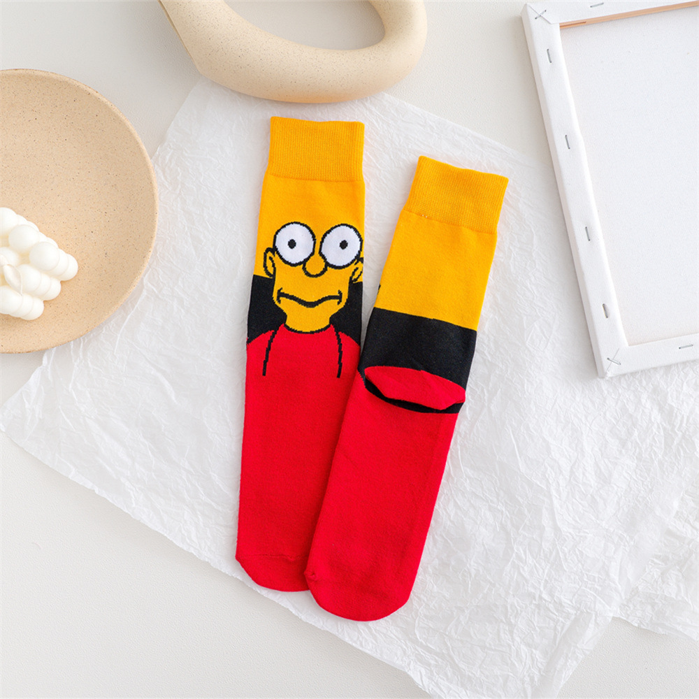 Spring Women's Cartoon Creative Pattern Straight Sports Socks Ins Trendy Socks Men's European and American Street Tube Socks