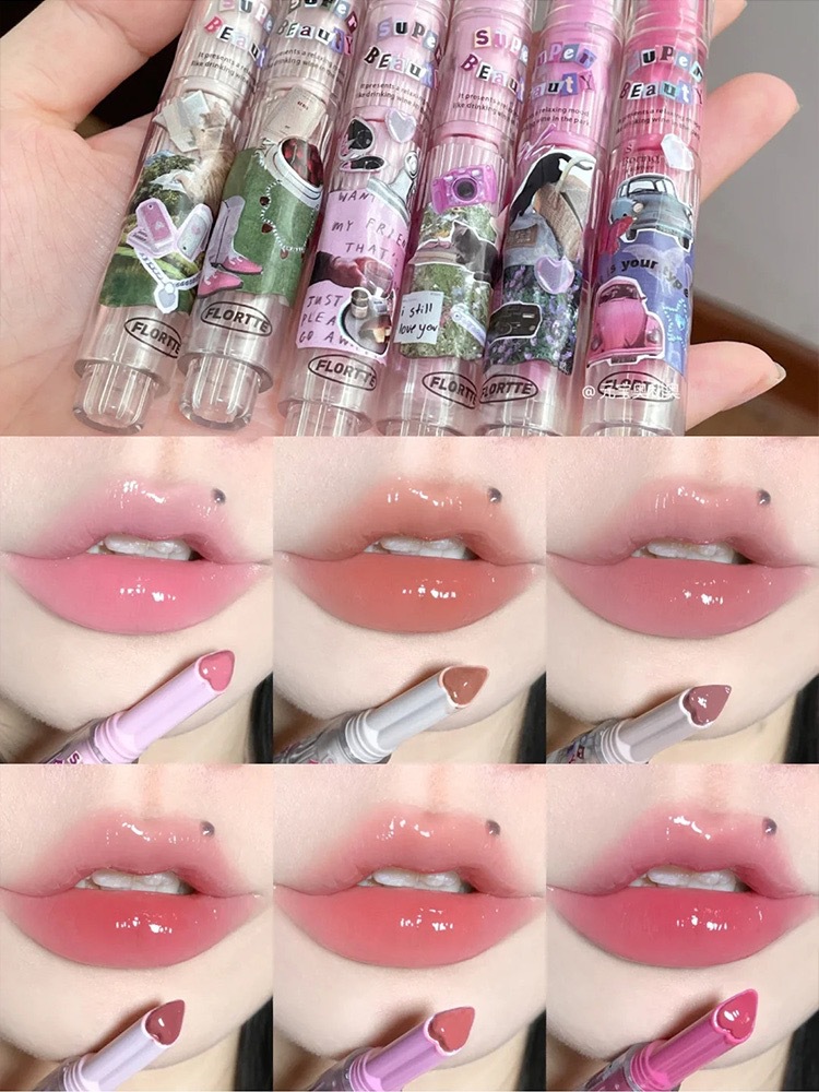 新品flortte花洛莉亚怪美莉亚固体唇蜜爱心唇釉口红唇膏持久滋润