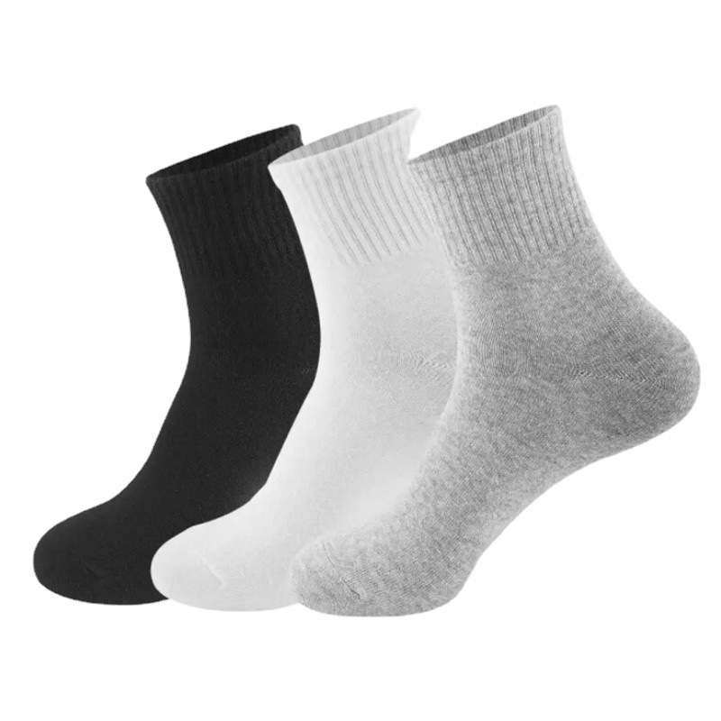 Black, White and Gray Mid-Calf Socks Men's Solid Color Street Vendor Stocks Wholesale Bathroom Trampoline Disposable Socks Outdoor Room Socks