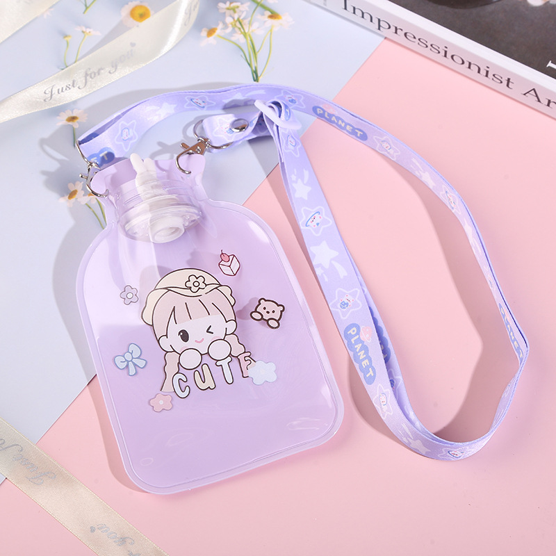 Korean Style New Style Warm Waist Portable Hand Warmer Lanyard Water Filling Hot Water Bag Cartoon Pattern Water Injection Transparent PVC Hand Warmer