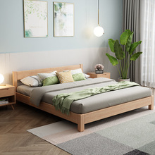 矮床头日式榻榻米实木床现代简约北欧1.8M实木双人床民宿酒店木床