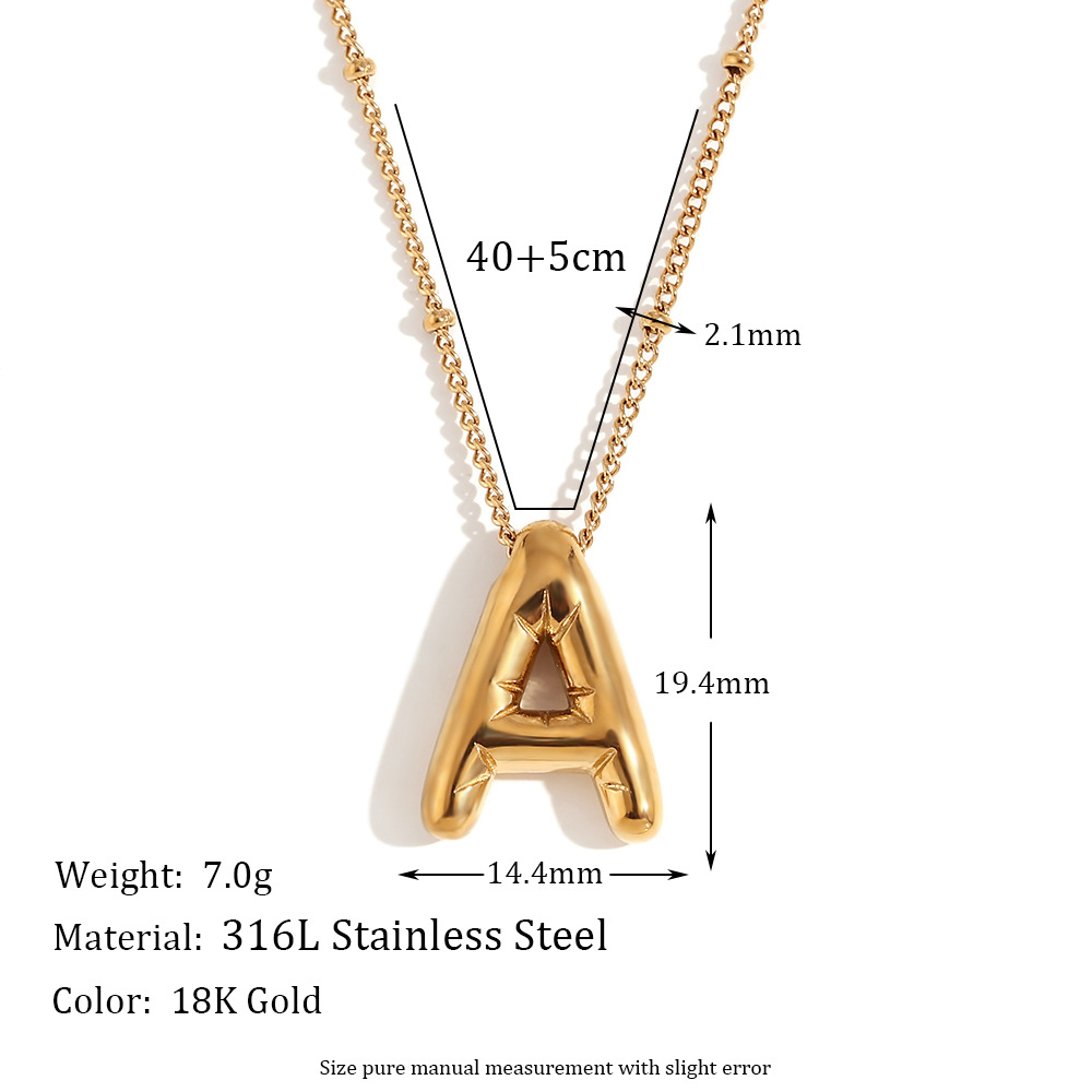 European and American Niche Cute Internet Hot Pendant Stainless Steel 18K Gold Plating Party Balloon Letter Pendant Necklace for Women