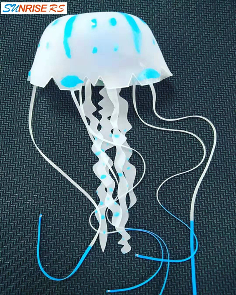 批发水母鱼缸造景装饰夜光发光水族大水母硅胶仿真水母大号外贸