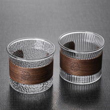 功夫玻璃茶杯隔热防烫主人杯日式耐热玻璃品茗杯家用锤纹小茶杯子