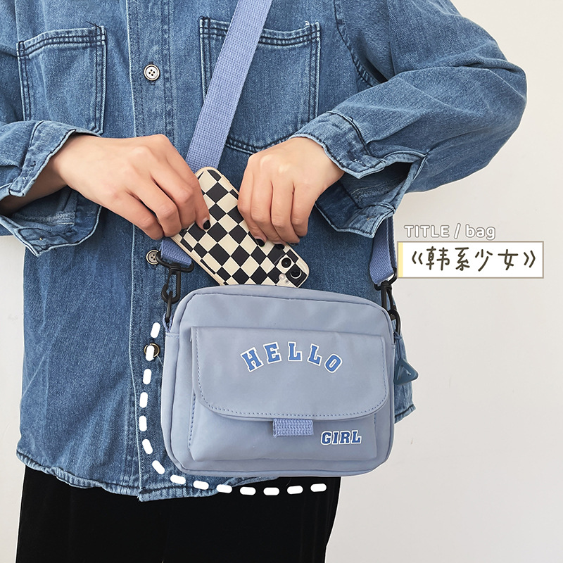 2022 Spring and Summer New Japanese Cute Versatile Casual Hello Girl Letter Students' Crossbody Bag Korean Style Shoulder Bag