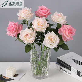 仿真花 妃子玫 手感保湿婚庆酒店布置家居客厅工程软装饰假花玫瑰