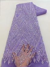 现代时尚重工泡珠加密珠管绣布料亮片珠管绣网布蕾丝婚纱礼服面料