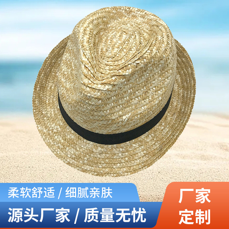 夏季户外遮阳编织草帽 时尚个性清凉自然色草帽 厂家批发成人帽