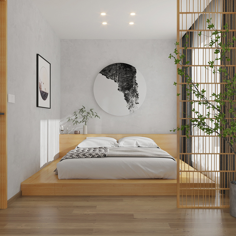 简约超大床拼接地台床现代极简民宿酒店风榻榻米低矮床双人床大床