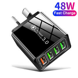 4USB口快充QC3.0多口48w手机充电器澳规充电头澳大利亚新西兰插头