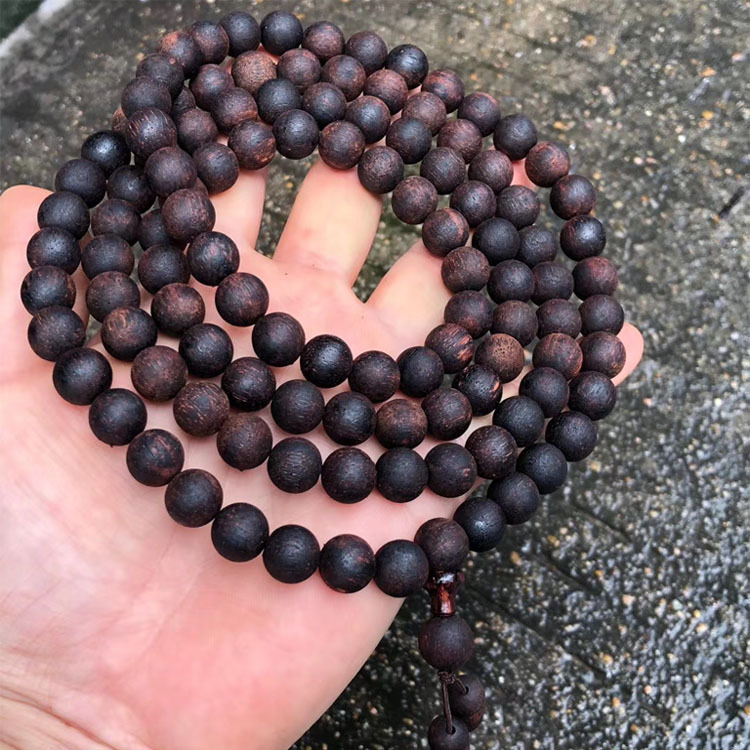 缅甸小叶降真香手串2.0奇楠级软油糖结麻丝黄金甲椰奶香108颗佛珠