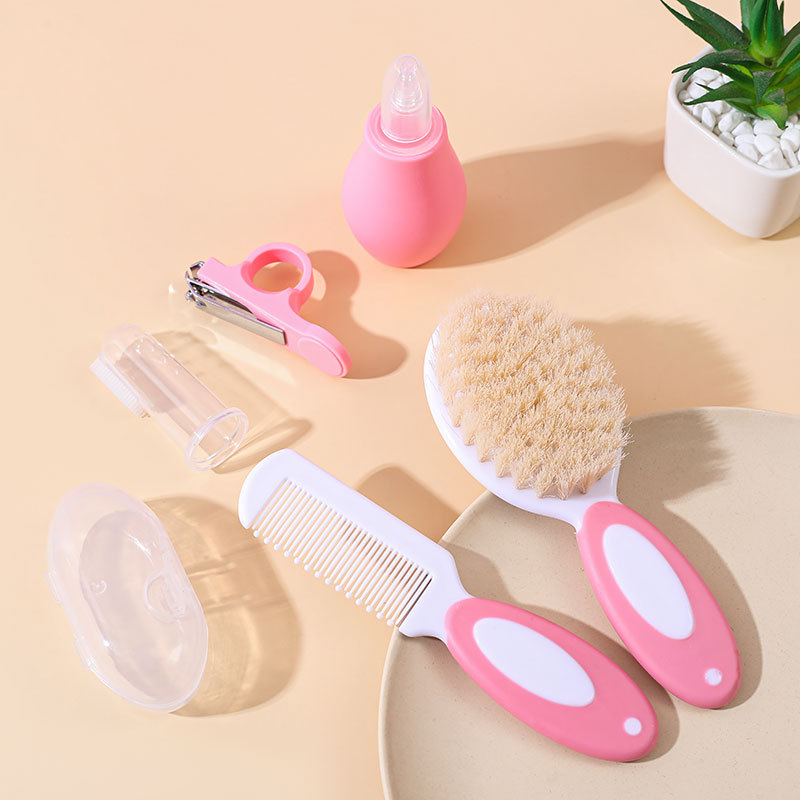 New Baby Care Set Baby Wool Comb Brush Finger Toothbrush Nasal Suction Device Nail Clippers Gift Set