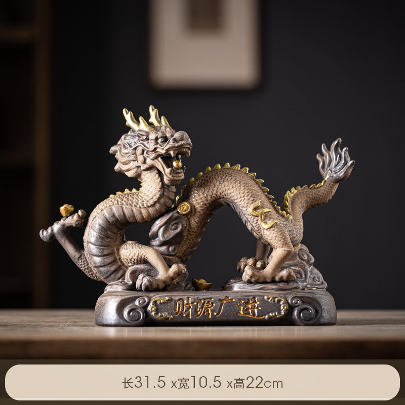 Large Ceramic Dragon Ornaments Lucky Zodiac Dragon Mascot Home Living Room Office Entrance Decoration Crafts