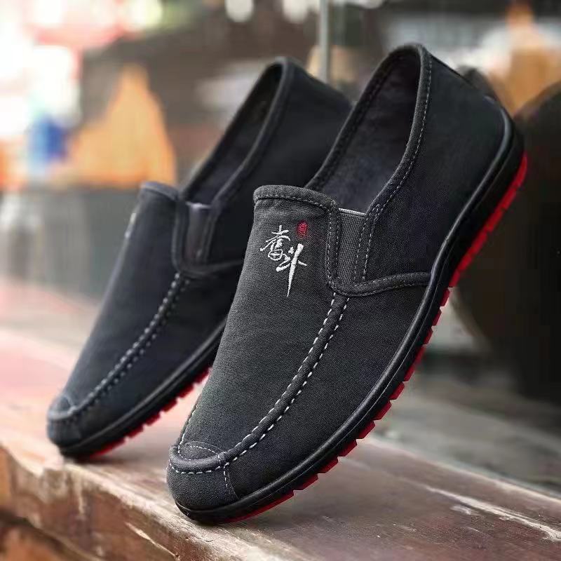 Fashionable All-Matching Old Beijing Cloth Shoes Men's Canvas Shoes Junior High School Students Slip-on Gommino Comfort and Casual Pumps