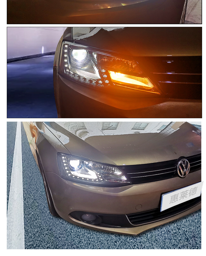 适用12-18款大众新速腾大灯总成改装led泪眼灯日行灯超亮行车灯