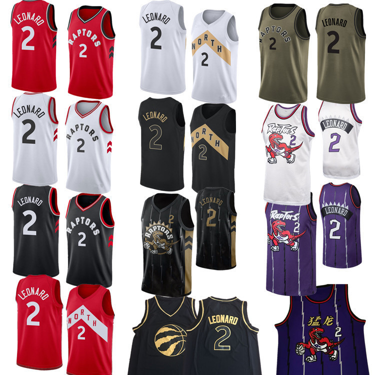 现货批发nba猛龙队2号伦纳德城市版奖励版红白黑刺绣球衣一件代发