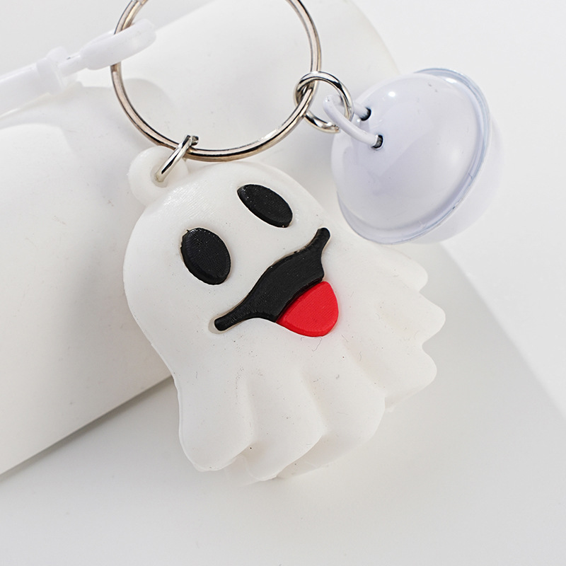 跨境批发金属圈万圣节铃铛笑脸幽灵玩偶钥匙扣复活节创意装饰礼物