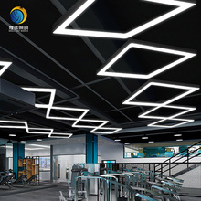 正方形健身房吊灯办公室网吧led四边形工程吸顶灯商场造型灯回字
