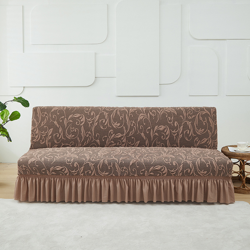 跨境专供加厚针织提花沙发床罩裙摆款沙发套无扶手沙发罩可折叠