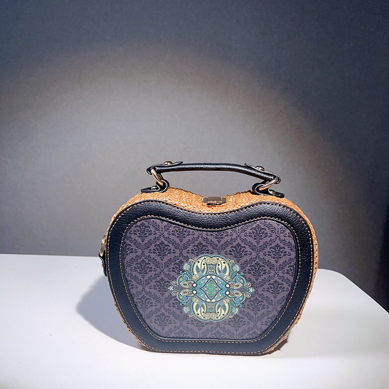 2023 New Retro Ethnic Style Women's Shoulder Bag Rattan Woven Genuine Leather Portable Crossbody Multi-Purpose Three-Dimensional Evening Bag