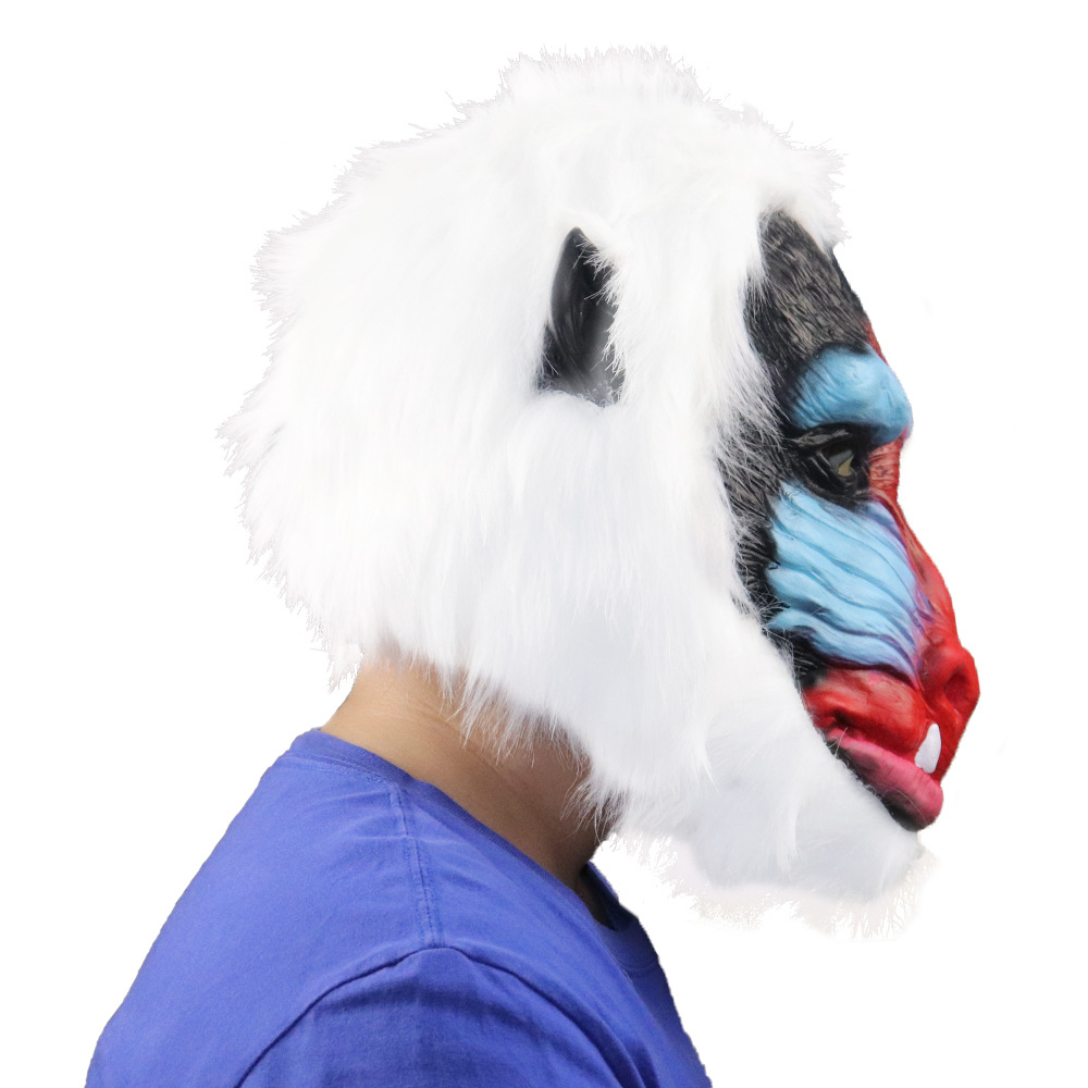 红脸狒狒乳胶猿猩猩头套万圣节恐怖吓人动物猴子面具狒狒外贸面具