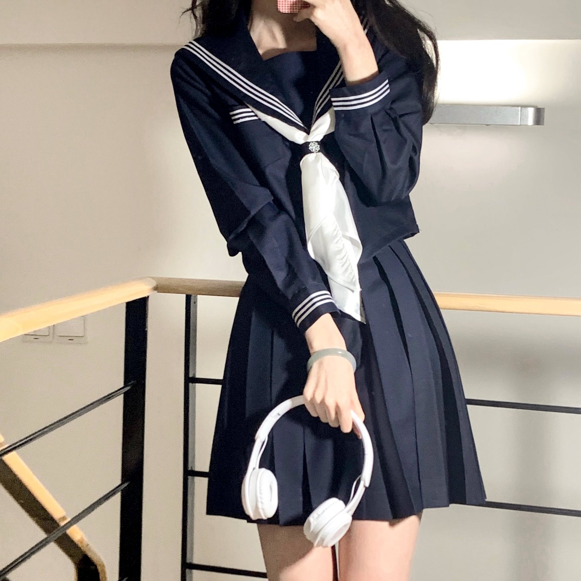 车厘子jk绀三本藏青色日系学院风短长袖正统基础款制服水手服套装