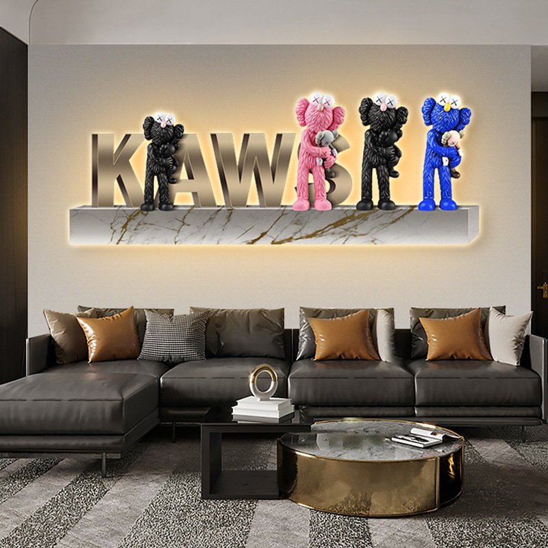 violent bear light luxury living room decorative painting led light painting luminous simple sofa background wall hanging painting advanced sense mural