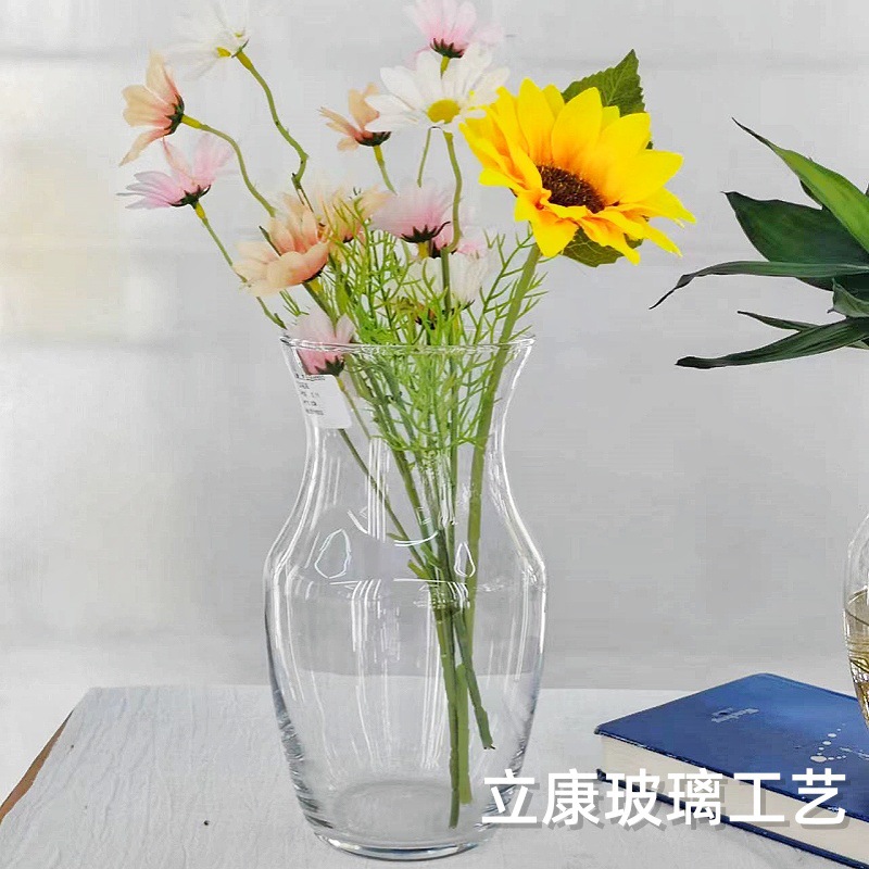 Factory Direct Sales Simple Transparent Glass Vase Flowers Dried Flowers Lucky Bamboo Hydroponic Creative Desktop Flower Arrangement Vase