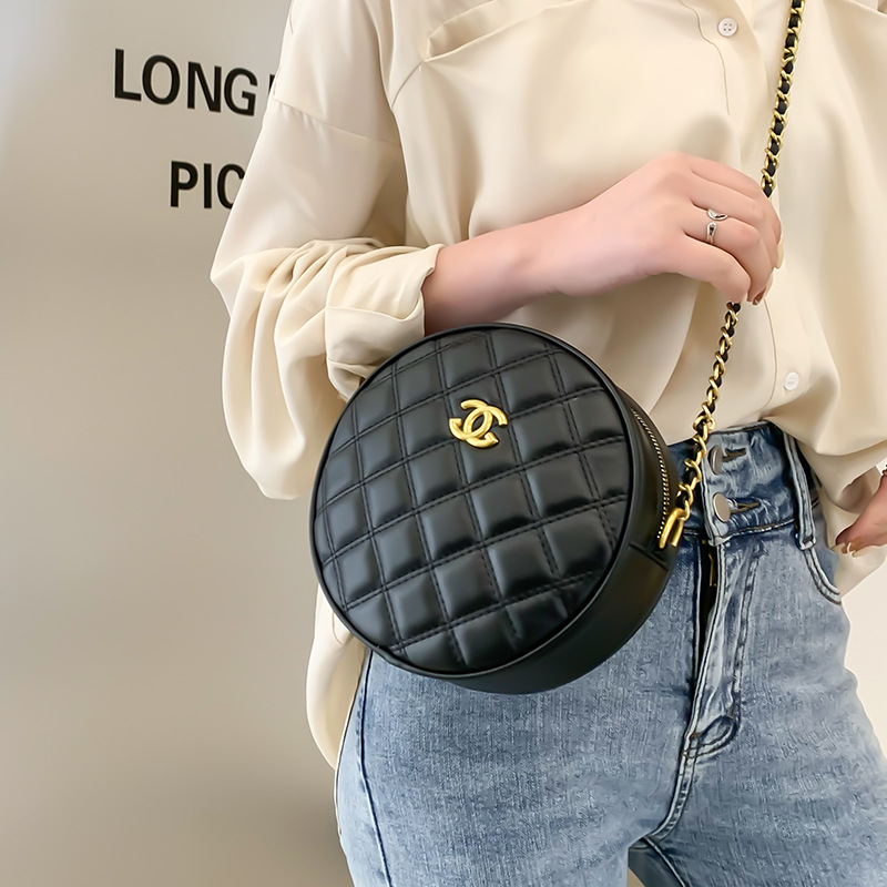 单肩小圆包链条韩版小圆饼包包女包外贸新款小香风时尚洋气斜挎包