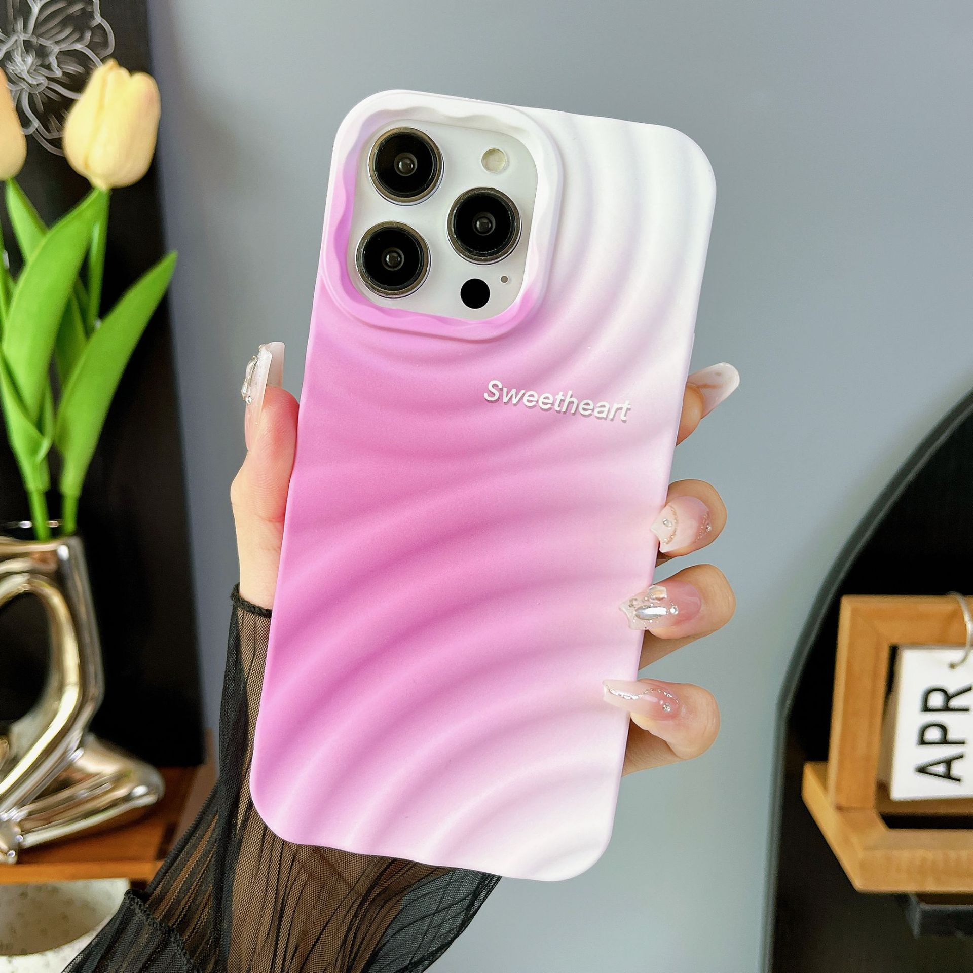 ins渐变色创意水贴波纹适用iphone15promax手机壳苹果11新款15潮