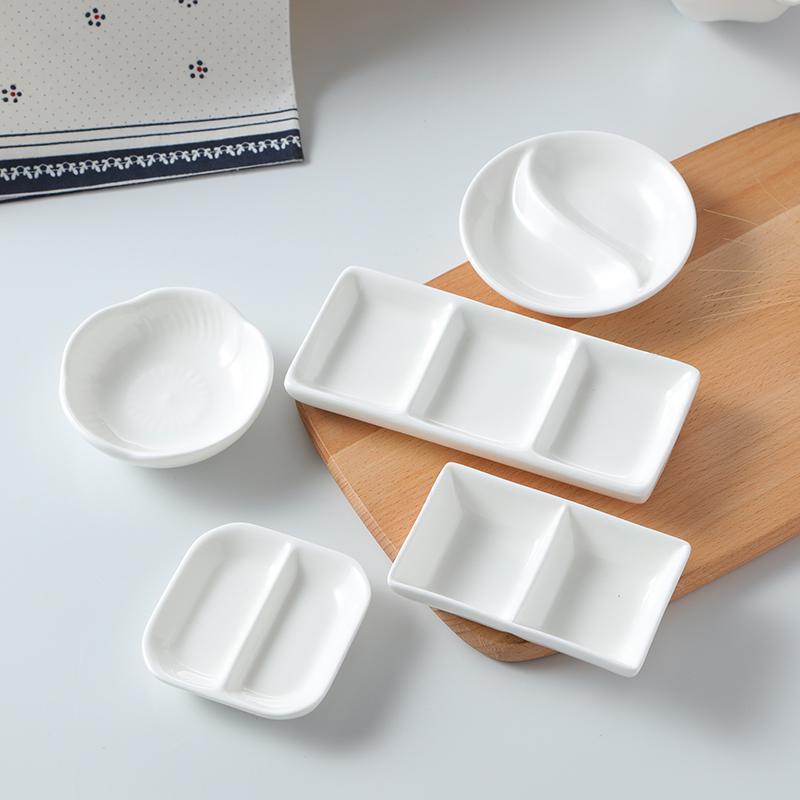 包邮三两格碟番茄酱碟小碟子酱碟陶瓷调料碟调味碟子酱醋味碟陶瓷