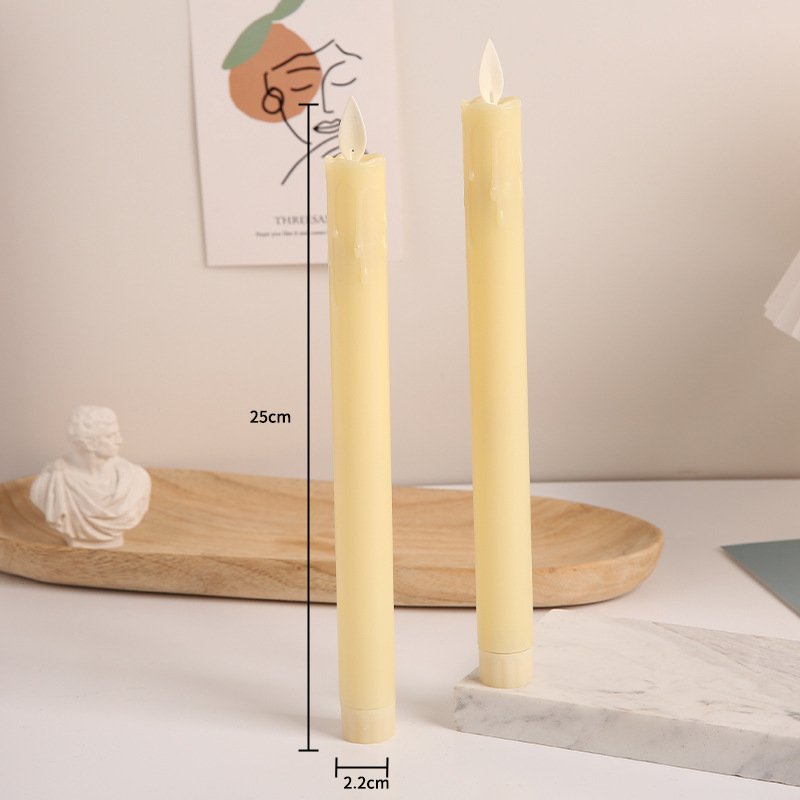 Electric Candle Lamp Halloween Pole Candle Long Brush Holder Glossy Wave Tears Swing Candle Party Birthday Decoration Remote Control