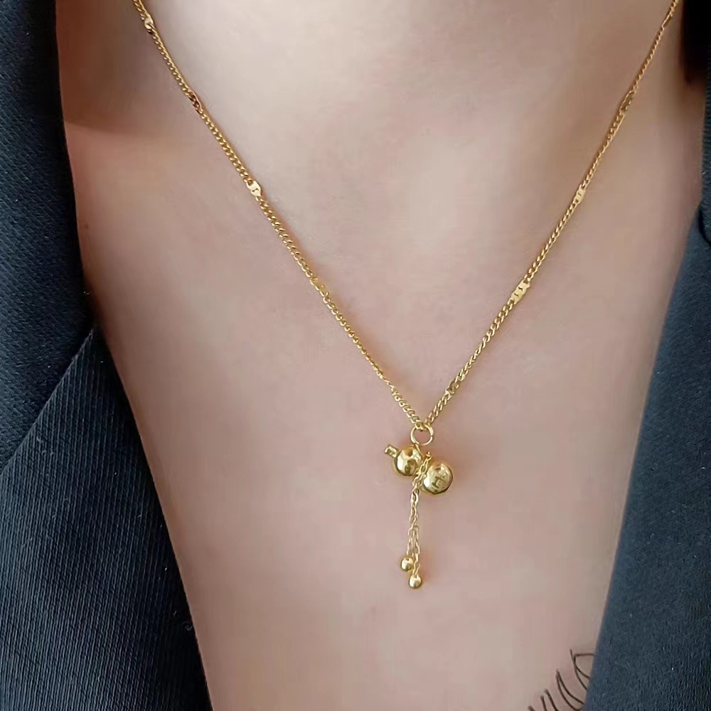 葫芦项链日韩版时尚18k金项链女简约锁骨链钛钢配饰品吊坠百搭