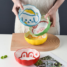 陶瓷烤碗空气炸锅专用碗可爱家用花边碗卡通冰粉甜品水果沙拉餐具
