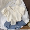 Girls shirt 22 summer Western style Little Girl fashion Lace Embroidery leisure time puff sleeve jacket