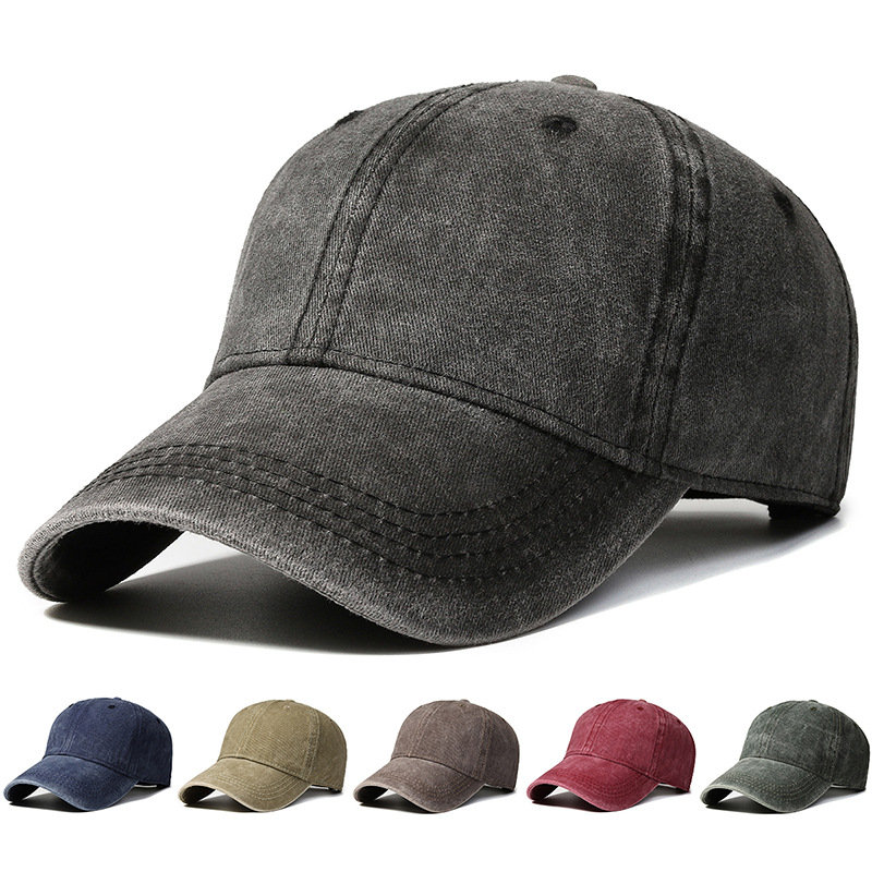 Worn Looking Washed-out Hat Men's and Women's Retro Baseball Street Soft Peaked Cap Curved Brim European and American Style Versatile Student Casual Hat