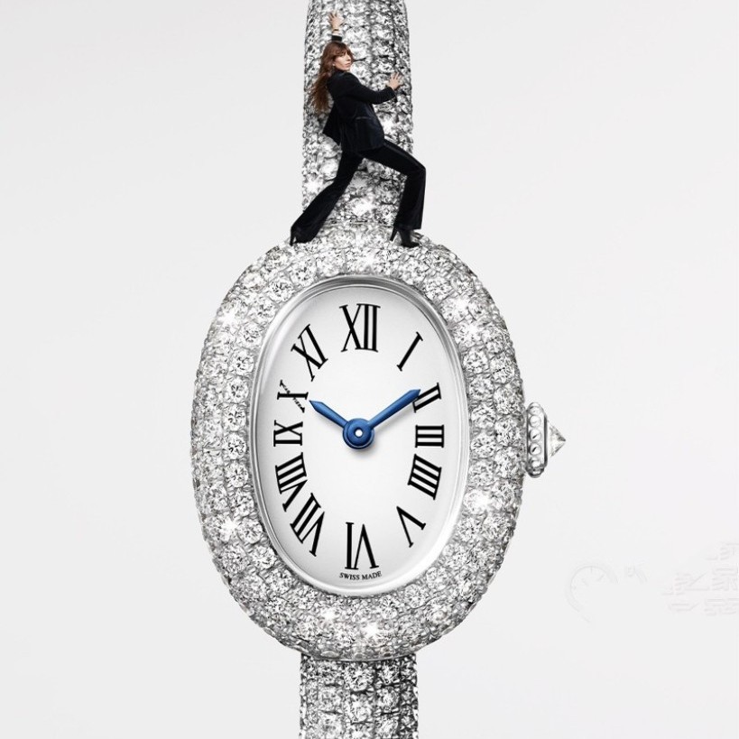 卡家手表女浴缸椭圆形满钻表18k防水石英表中古名表批发一件代发